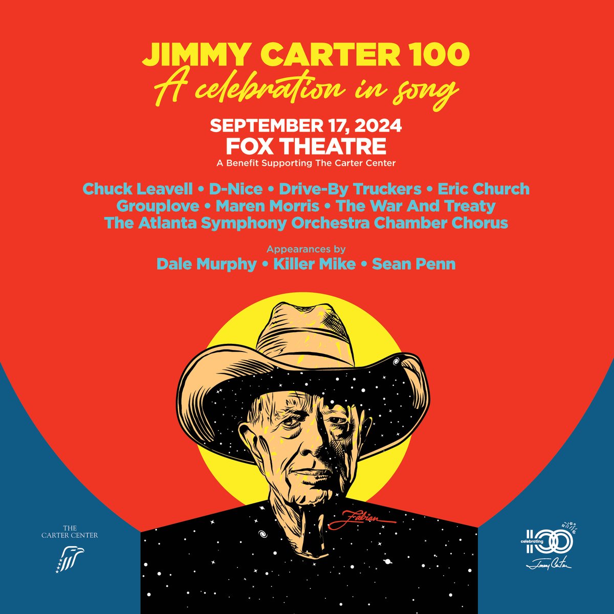 Coming to the Fox: A special 100th birthday tribute to former U.S. President Jimmy Carter. Performers include Eric Church, Chuck Leavell, D-Nice, Drive-By Truckers, GROUPLOVE, Maren Morris, The War And Treaty, the Atlanta Symphony Orchestra Chamber Chorus, &amp; more. Onsale August 5