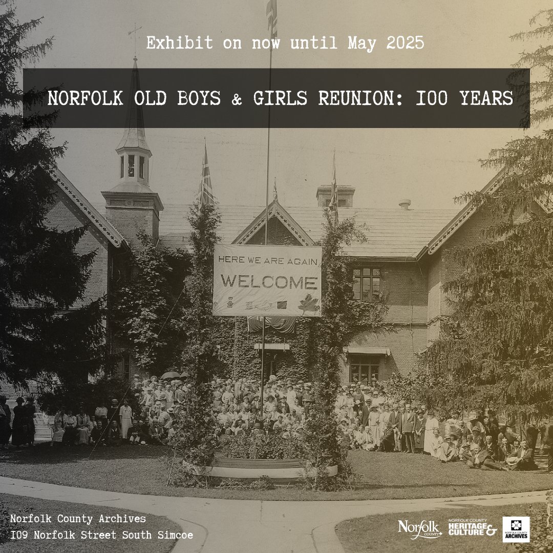 Our newest exhibit is on now! One of the biggest celebrations in Norfolk County’s history bringing in thousands of citizens from all over Canada and the US. This exhibit will showcase it's history and celebrate the 100th anniversary of the Norfolk Old Boys and Girls' Reunion.