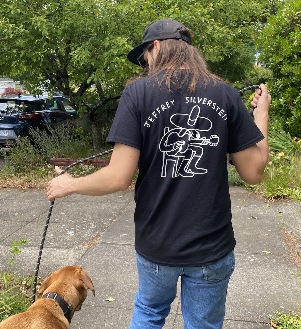 Can't make it to Jeffrey Silverstein <a href="/futuremyth/">Jeffrey Silverstein</a>'s tour w/ Mikaela Davis? Hey, neither could these shirts we made!

Pick one up online instead! Designed by our pal Nathaniel Russell! (Merch table will still have some fun surprises, like new bandanas!)

arrowhawkrecords.com/shop/jeffrey-s…