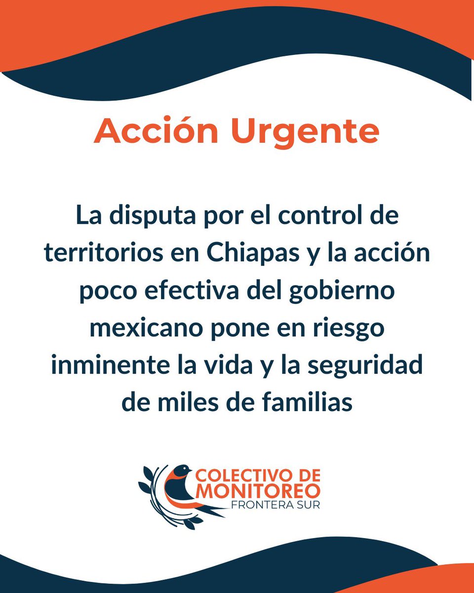 isain's tweet image. 📢  *Más de 80 colectivos, redes, organizaciones y personas hacen un llamado de Acción Urgente al gobierno federal e instituciones mexicanas para que den respuesta ante el riesgo inminente a la vida y la seguridad de miles de familias, por la disputa territorial en Chiapas.* 

🟢…