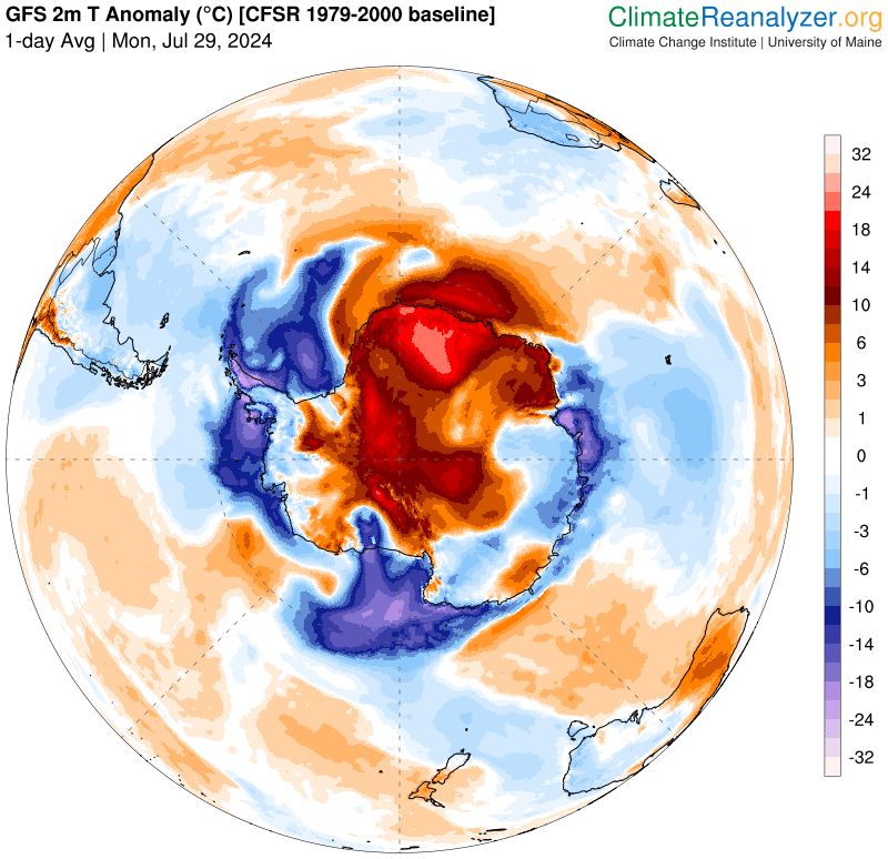 HEATWAVE in #Antarctica-  Temperatures in some parts are currently 24°C above the average - at the height of #winter! The Earth's natural air-conditioners are under threat at both poles. 

We're in a climate emergency. We must #ActOnClimate

#climate #energy via <a href="/PGDynes/">Peter Dynes</a>