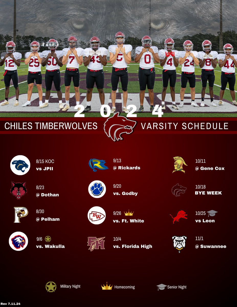 ChilesTDC's tweet image. Locked in 🔒 and ready. The 2024 season is here 🔥

@Bill31529 @LeadTimberwolf #timberwolves #bestisthestandard #fhsaa