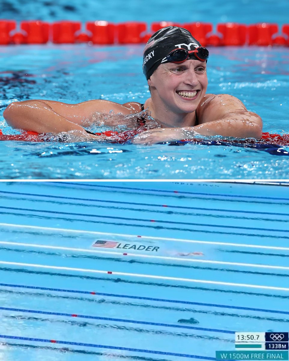 KATIE LEDECKY SETS NEW OLYMPIC RECORD IN WOMEN'S 1500M 🤯

SHE WAS THE ONLY ONE IN THE CAMERA FRAME