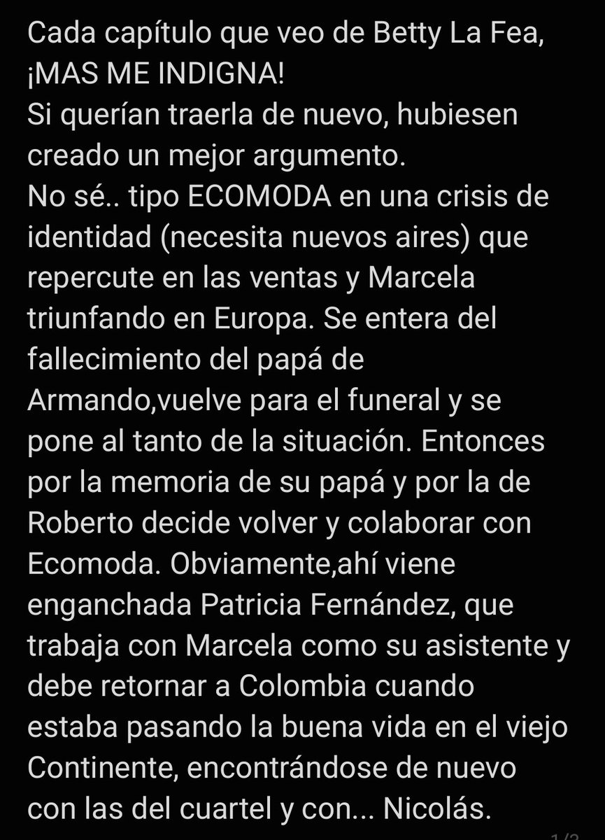 _Que_paja_'s tweet photo. Bueno,lo tengo que decir porque lo veo y no creo. 
Un argumento mejor que el que están mostrando en la serie de Betty La Fea actual.

@PrimeVideoLat https://t.co/f5cUdS3PK8