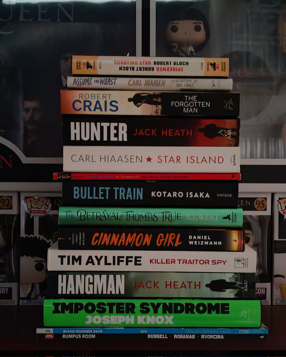 My July reads (EBK separate pic) ft <a href="/HardCaseCrime/">Hard Case Crime</a> <a href="/Carl_Hiaasen_/">Carl Hiaasen</a> <a href="/robertcrais/">robertcrais</a> <a href="/JackHeathWriter/">Jack Heath 📚</a> <a href="/AllenAndUnwinUK/">Allen & Unwin UK</a> <a href="/AJWestAuthor/">AJ West #AlwaysTogether</a> <a href="/OrendaBooks/">Karen Sullivan 🇺🇦🇨🇦🇬🇧</a> <a href="/danielweizmann/">Daniel Weizmann</a> <a href="/TimJAyliffe/">Tim Ayliffe</a> <a href="/josephknox__/">Joseph Knox</a> <a href="/ComicsTitan/">Titan Comics</a> <a href="/Manruss/">Mark Russell</a> <a href="/AWA_Studios/">AWA Studios</a> <a href="/JEBooksHull/">J. E. Books</a> <a href="/crimegoodyork/">Criminally Good Books York</a>