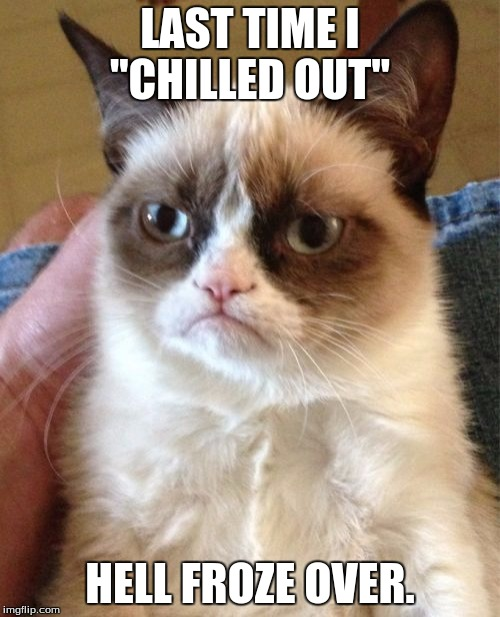 FlissZak's tweet photo. So, today, (after yesterday), I shall chill out and risk winter coming to hell. Technology IS my friend and I am master of it. So there! (Stamps foot.) Mini Word #hack along in a minute.
#WritingCommunity #poetrycommunity #ReadingCommunity #GrumpyCat #CHILLINTIME #PositiveVibes https://t.co/1TmbZS61xl