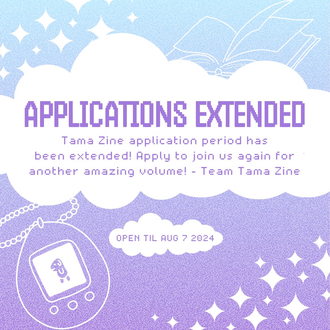 Great news, everyone! The application period has been extended until the 7th!

Visit our Carrd to apply for Tama Zine Vol 2!