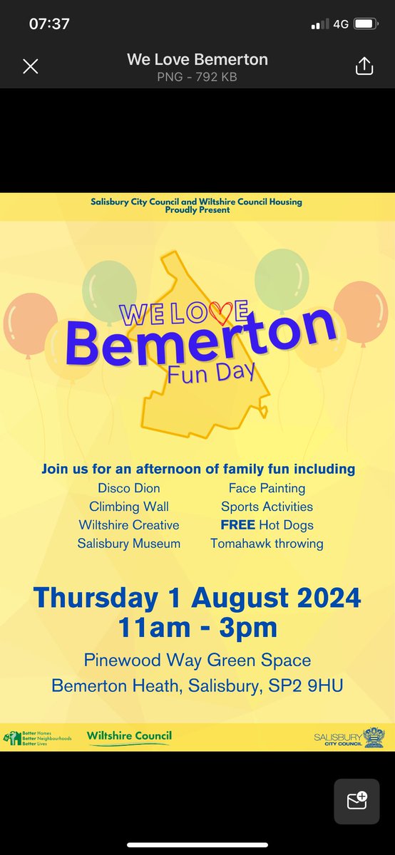 Bemerton Heath Fun day 11-3pm Thursday 1st August