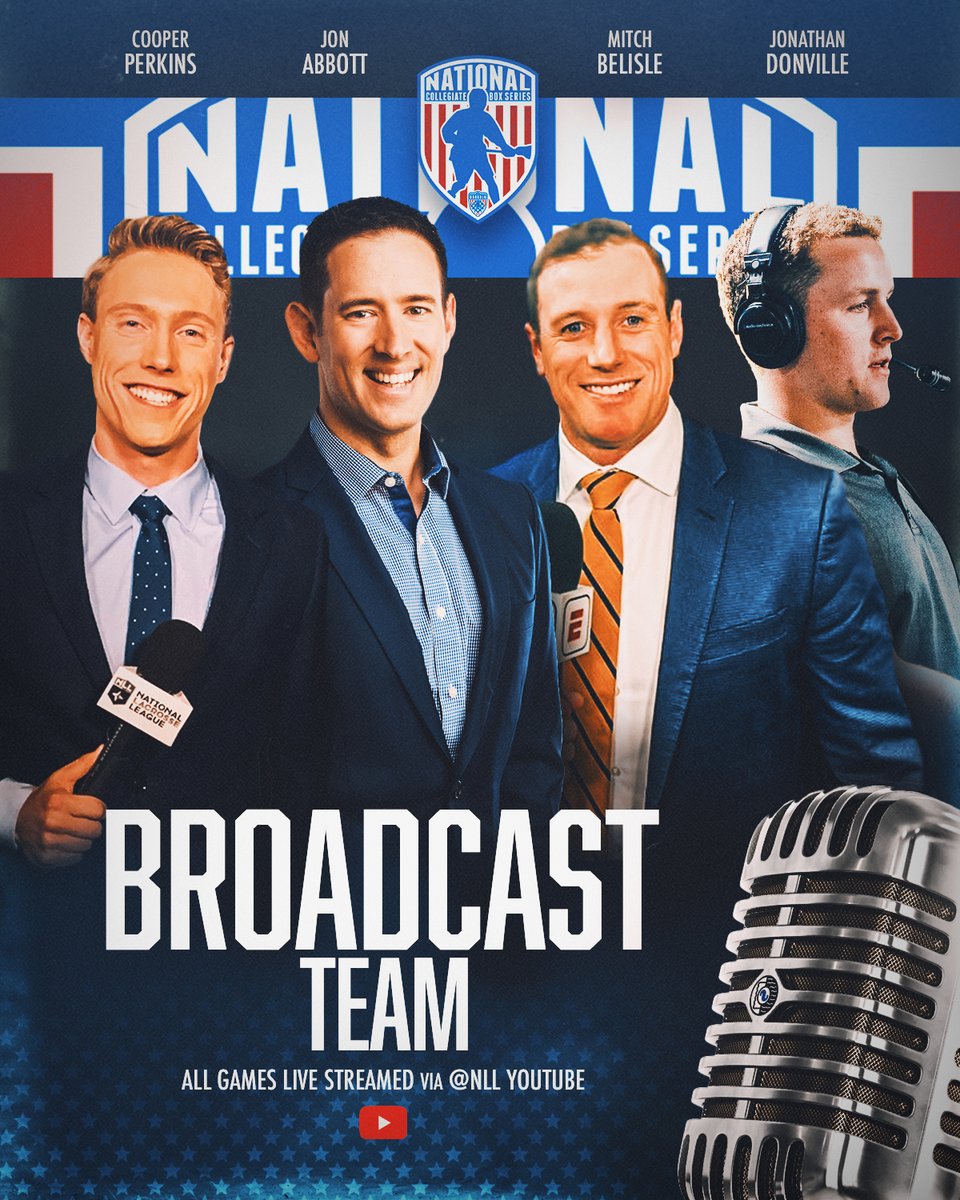 We are proud to announce our World-class broadcast team for this year’s NCBS National Championship, just one week away in Utica, NY!

Catch all the action, live on the <a href="/NLL/">NLL</a> YouTube channel, from August 7-10
