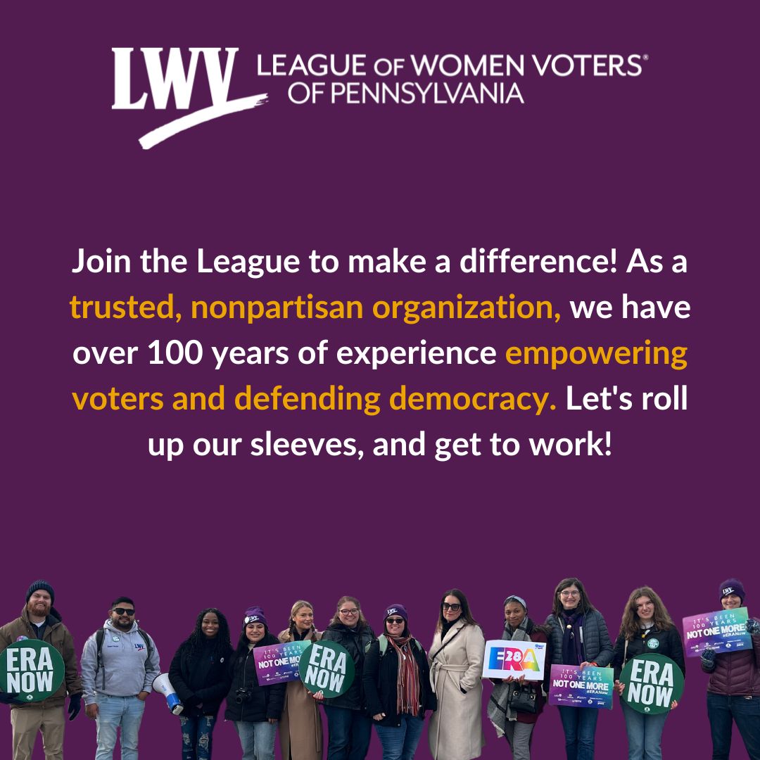 Join the League to make a difference! As a trusted, nonpartisan organization, we have over 100 years of experience empowering voters and defending democracy. Let's roll up our sleeves, and get to work! Head to palwv.org/join to get involved today!