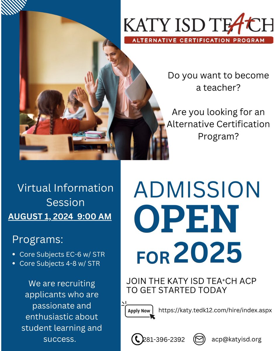 nicoleivey's tweet photo. L for Learning! I’m about to learn A LOT!! Just submitted my application for Katy ISD’s alternative certification program! EEK! I love being a Para, but maybe one day in the future I’ll change and want my own class! Cant hurt to get certified! #exleytweets #ExleySummer24ABC https://t.co/RK5EV0V8oB