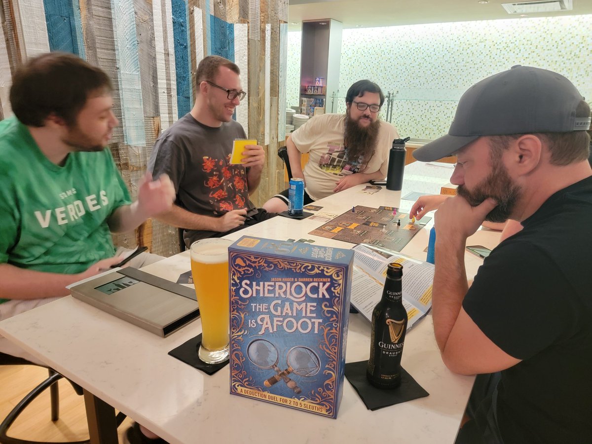 A grin from Moriarty during 'Sherlock the Game is Afoot' at #GenCon2024! 

Design by Durdle, published by <a href="/IndieBoardCards/">Heather</a>