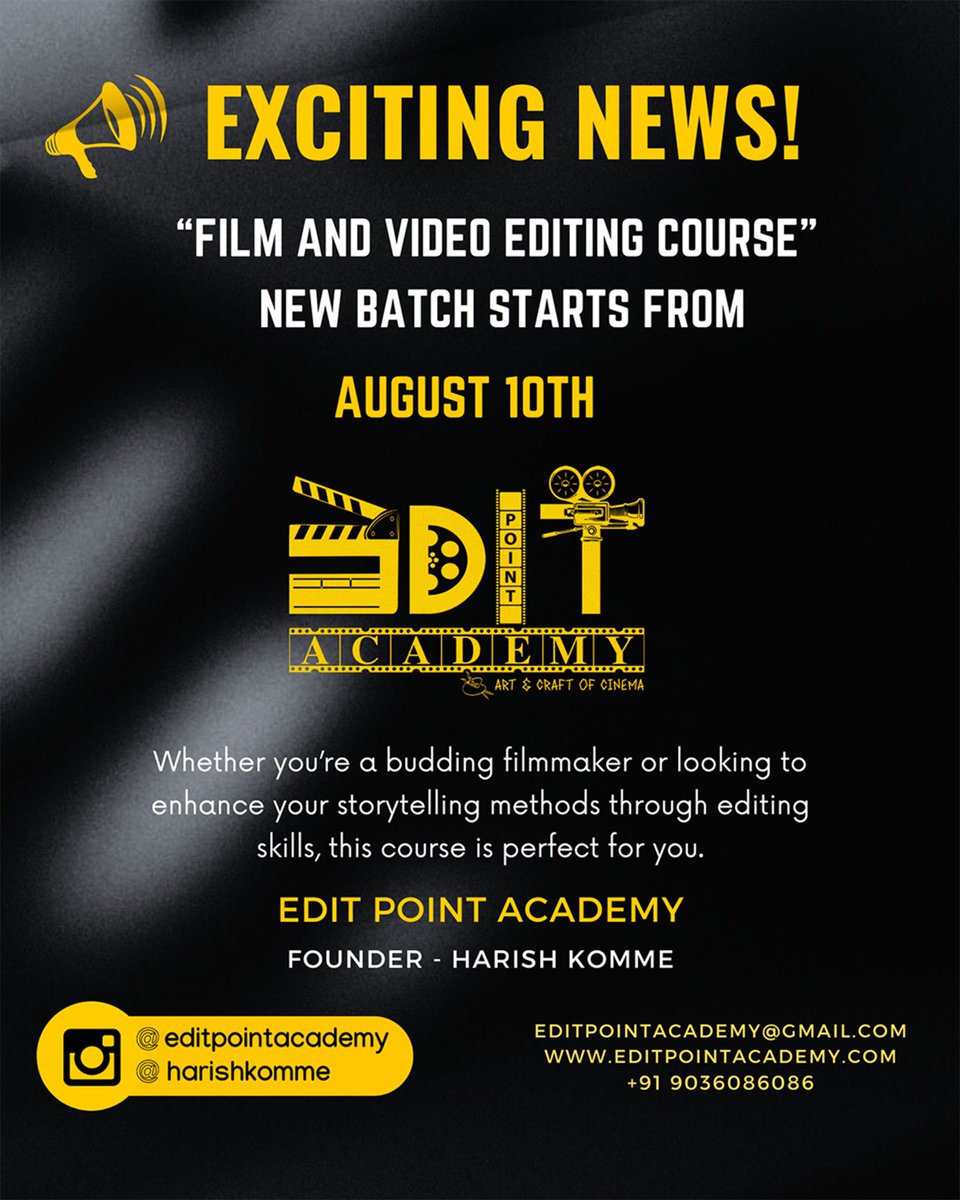 If you are looking to learn film editing and you need a trusted academy to learn , this is the place 
Contact the number below 
<a href="/harishkomme/">Harish Komme</a>