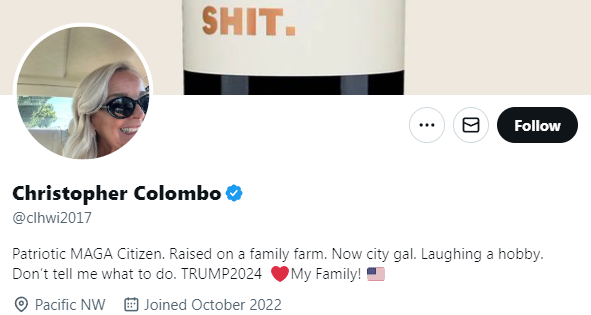 HamSolo43792's tweet photo. #TranniesForTrump, I guess! Or, maybe "Christopher" just forgot to switch accounts like "her" pal @JoeyMannarinoUS. https://t.co/zAzA6qnXkC