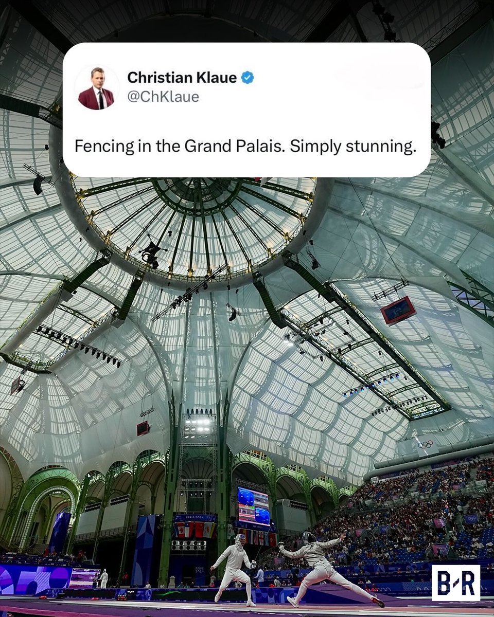 BleacherReport's tweet photo. Paris' Grand Palais might be the best venue of the Olympics 👀🔥

The 775,000 square foot exhibition hall will host both fencing and taekwondo events during the Olympics

(h/t @ChKlaue) https://t.co/BelrsSqylx