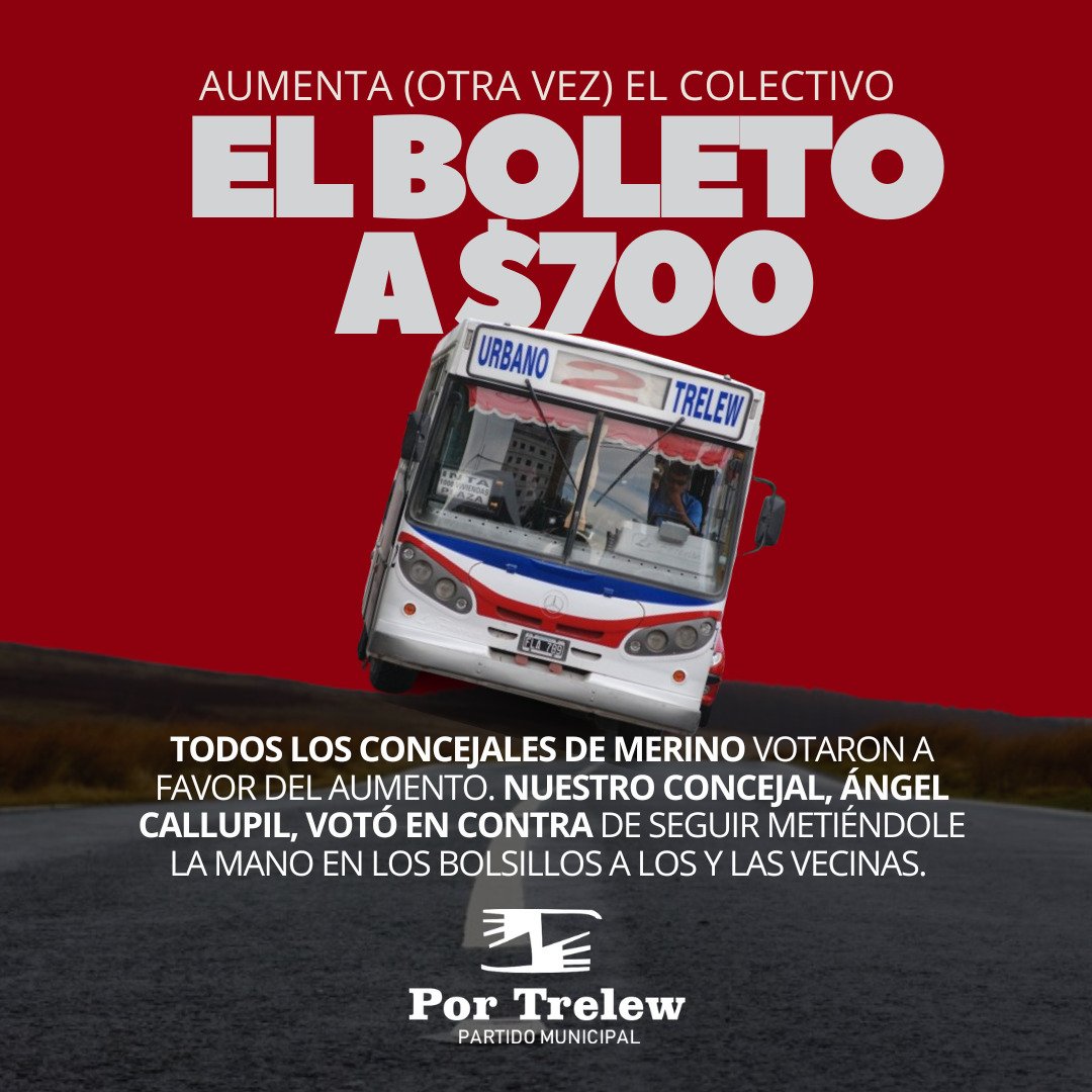 ACallupil's tweet photo. Desde que el Partido Municipal Por Trelew es parte del Concejo nunca están claros ni los montos ni la planificación para los reiterados aumentos. Desde el bloque, votamos en contra de este nuevo atropello a los bolsillos de los vecinos y vecinas. https://t.co/5tgC4KyQdi