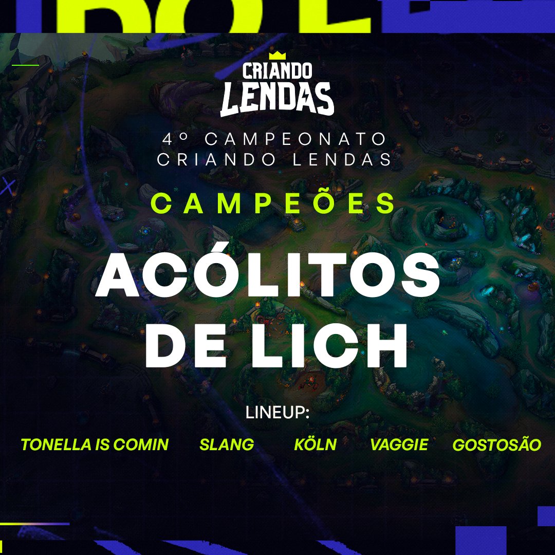ilhadaslendas's tweet photo. 🏆 Acólitos de Lich são os GRANDES CAMPEÕES do 4° Campeonato do Criando Lendas 2024!

Os guerreiros tão de parabéns, mostraram o lolzinho de qualidade pra vencer a série por 2x0. Destaque pro ADC Vaggie e pro sup Gostosão (bônus pelo nick)

Você 🫵 pode estar na próxima final, transmitida aqui na ilha! Faça parte da comunidade do Criando Lendas!

Mais informações no comentário 👇