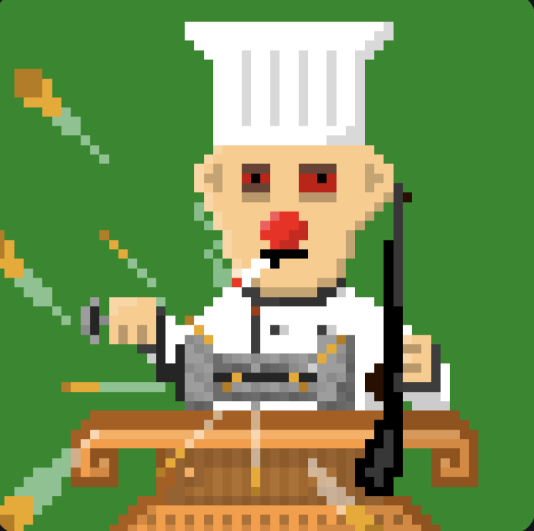elamo1's tweet photo. Thanks @sha_256_hustler and @Nakamoto256 for this crazy @OrdinalPrinter! 

This high as a Kite 2nd amendment fan chef is SICK af 🤪 https://t.co/9ZgryI8oLq