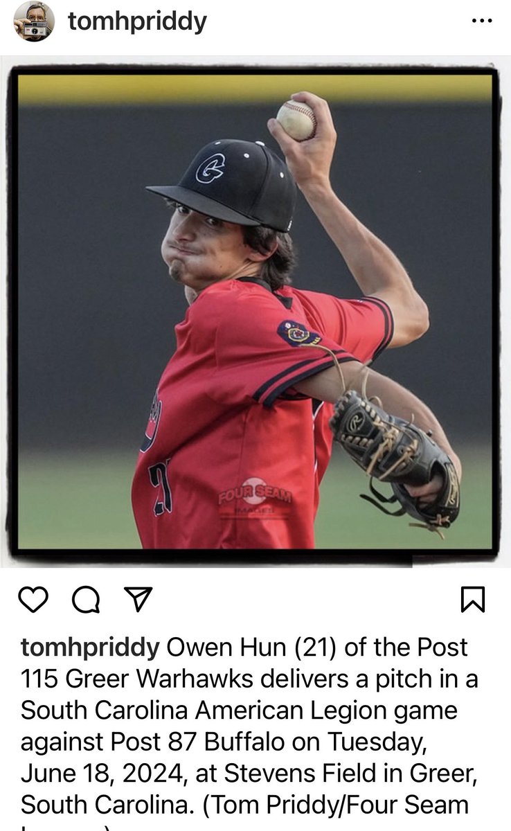 Owen Hun (@owenhun11) on Twitter photo Really enjoyed our run to the state playoffs in my 1st season of Legion baseball with <a href="/Post115Warhawks/">GreerWarhawks⚾️ (Post115)</a> . Ended up with 4 appearances in relief, gave up zero earned runs in my last 3. Great group of teammates/coaches/volunteers! Really enjoyed our run to the state playoffs in my 1st season of Legion baseball with <a href="/Post115Warhawks/">GreerWarhawks⚾️ (Post115)</a> . Ended up with 4 appearances in relief, gave up zero earned runs in my last 3. Great group of teammates/coaches/volunteers!
