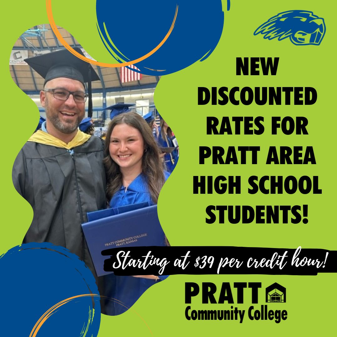 Pratt Community College offers local high school students and Pratt County high school residents a chance to earn college credits at a reduced cost starting Fall 2024! 

Read more at prattcc.edu: prattcc.edu/area-high-scho…