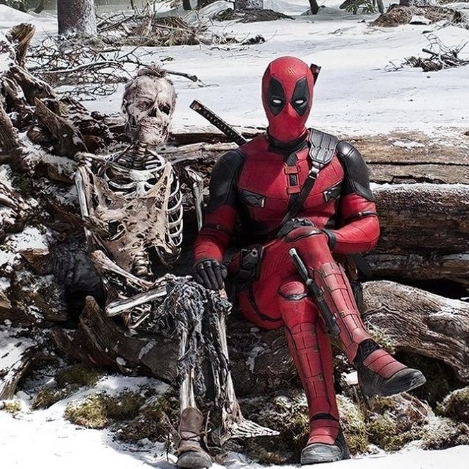 Comicodigy's tweet photo. Ryan Reynolds has officially shared an image of Deadpool next to Logan's skeleton https://t.co/gfbikpYsIO