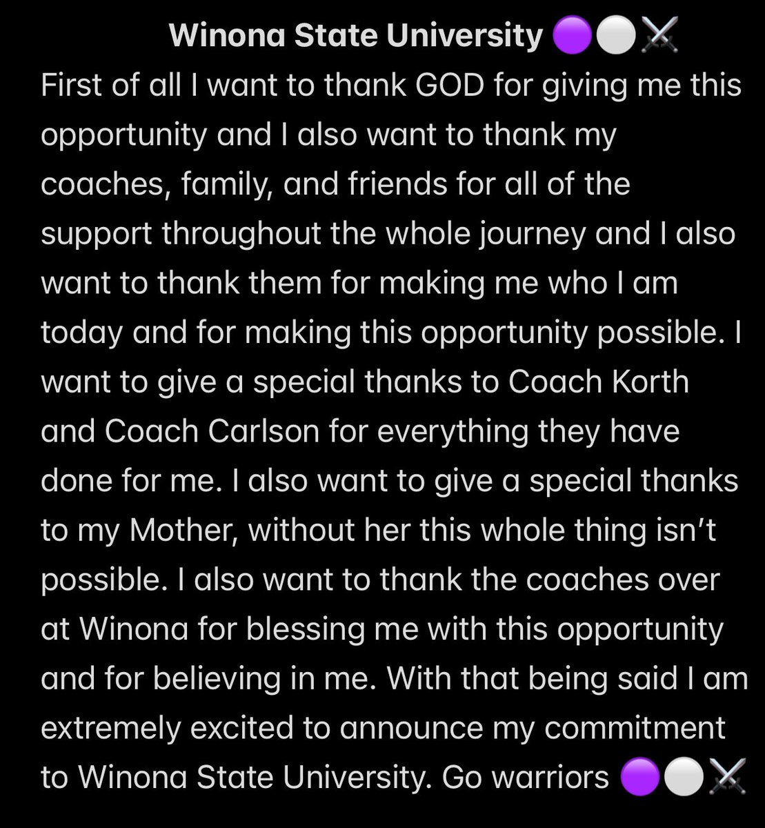 110% Committed 
Go warriors 🟣⚪️⚔️
<a href="/Coach_Bergy/">Brian Bergstrom</a> <a href="/Coach_Spencer11/">Spencer Erickson</a> 
<a href="/Coach_Tuley/">Ryan Tuley</a> 
<a href="/MJ_NFLDraft/">Mark Johnson</a>