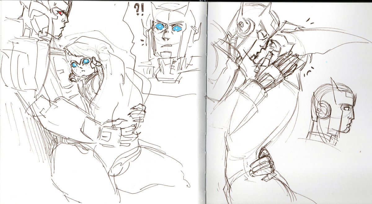 13mary_gold's tweet image. A quick sketches of an idea inspired by 'You And Me and Ambulance Makes Three' (archiveofourown.org/works/55133053)
#TRANSFORMERS #Ratchlock 
#Deadlock #Ratchet #Rodimus