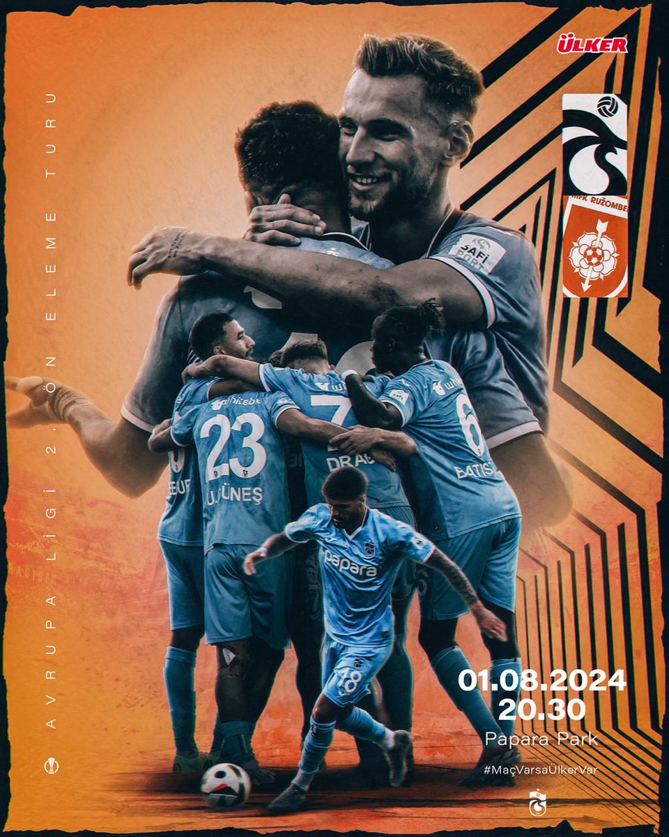Trabzonspor's tweet photo. 🔥 Bugün ❤💙
🆚 Ruzomberok
🏆 UEFA Avrupa Ligi 2. Ön Eleme Turu
⏰ 20.30
🏟 Papara Park
📲 #TSvMFKR

@Ulker | #MaçVarsaÜlkerVar https://t.co/OqyCCiIVQy