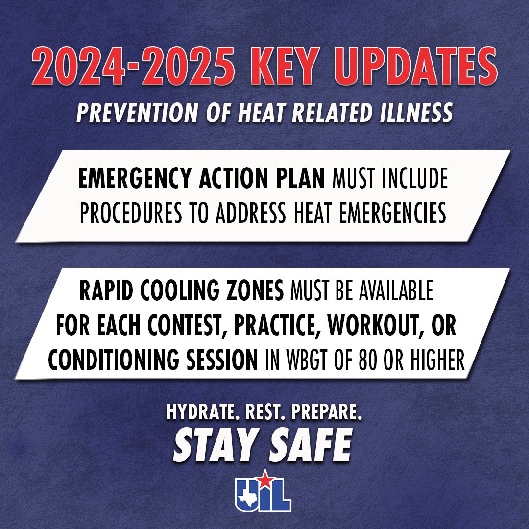 Reminder as schools prepare for the start of Fall activities 👇

Full Guidelines ➡️ bit.ly/UILHeatSafety