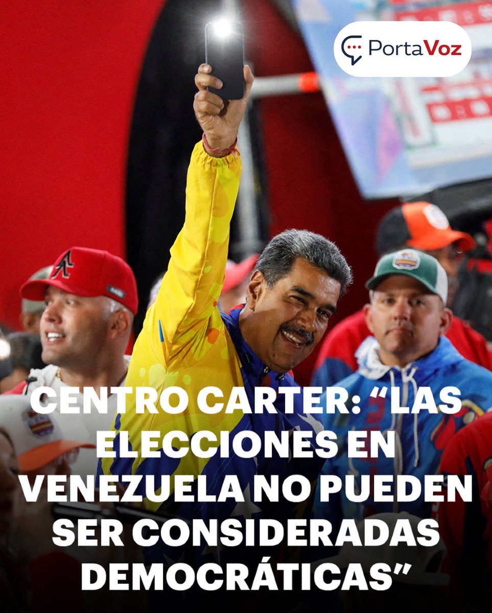 💬 El Centro Carter, organización veedora de las elecciones en Venezuela, ha desacreditado todo el proceso.

Días atrás el ministro de Defensa, Padrino López, leal servidor de Nicolás Maduro, saludaba el trabajo del Centro Carrer. ¿Pensará lo mismo hoy?
#VenezuelaLibreDelDictador