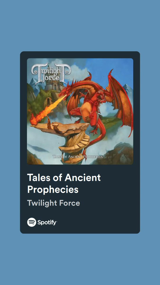 c_andoc's tweet photo. ¡Música para que no escuches siempre lo mismo!
Twilight Force
Álbum: Tales of Ancient Prophecies / 2014
Power Metal
#Musica #Rock #Metal #Suecia #Spotify #Banda #Music #Band #Playlist
#Artista #Album #Album_Tracklist #Radio #Trending #Tendencias #Colombia
https://t.co/z2NnVJuk2Y https://t.co/zeXitQ7N1v