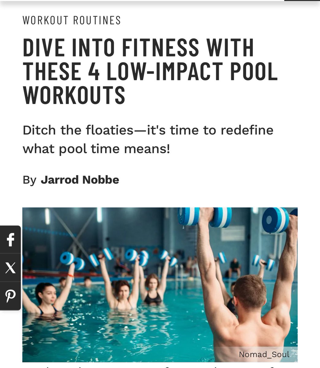 muscle_fitness's tweet photo. DIVE INTO FITNESS WITH THESE 4 LOW-IMPACT POOL WORKOUTS
Ditch the floaties—it's time to redefine what pool time means!
By Jarrod Nobbe
Read Article: https://t.co/jyYTfchV4P
#CardioWorkouts #CoreWorkout #FullBodyWorkouts #LowerBodyWorkouts #MuscleBuildingWorkouts #PoolWorkout #SummertimeWorkout #UpperBodyWorkouts