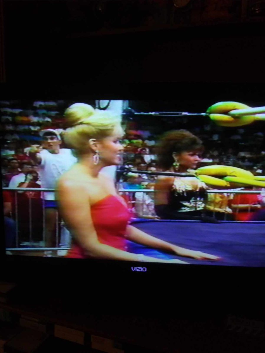 EJH007's tweet photo. I was watching some Clash Of The Champions: Fall Brawl '89 last night. 
@missyhyatt &amp; #RobinGreen were ringside with The Steiners. 🏋🤸
Later, they showed the first time Robin appeared at the door with her new image. 😍 
#WayBackWednesday https://t.co/AuJUvX51Kt