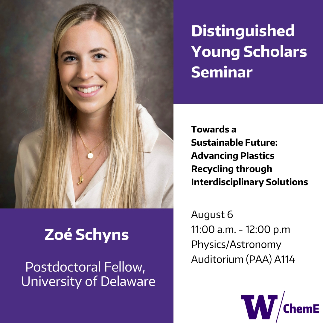 UWChemE's tweet photo. #DYSS 2024

TODAY!

@ZoeSchyns, Postdoctoral Fellow at the University of Delaware (@UDelaware), will share a talk titled: "Towards a Sustainable Future: Advancing Plastics Recycling through Interdisciplinary Solutions."

PAA A114 11:00a.m. -12:00p.m.     

https://t.co/59VZKt1wvL https://t.co/vWHJN1XcSR