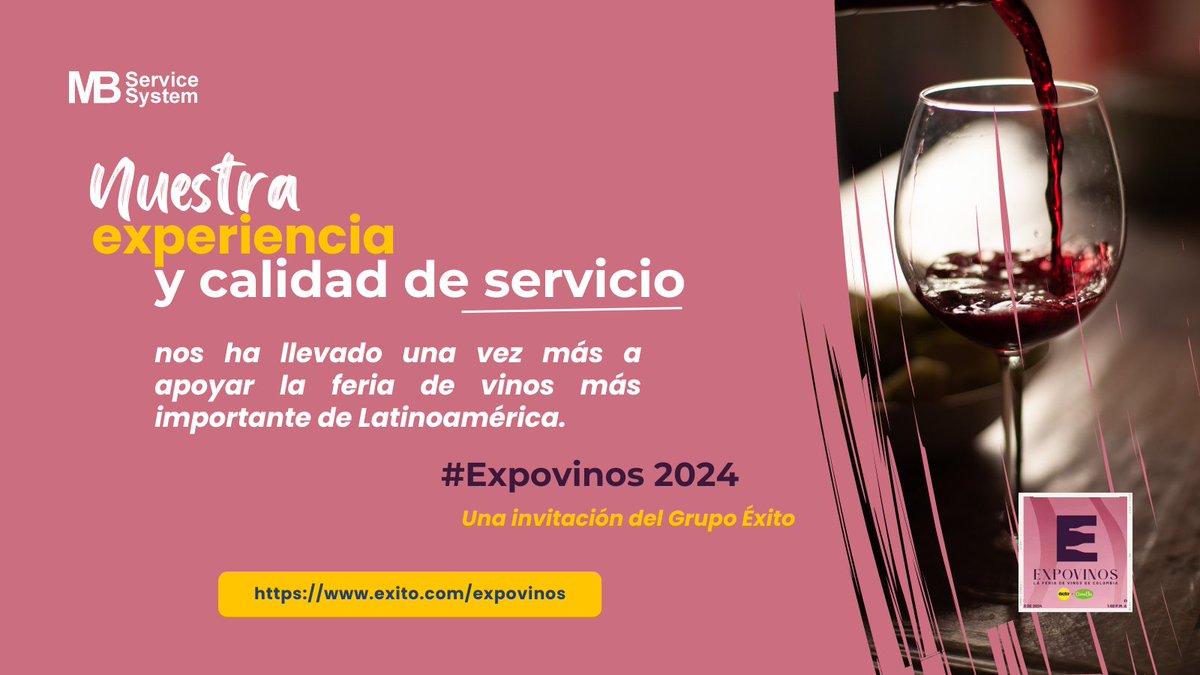 MBservicesystem's tweet image. Una vez más estaremos presentes en #Expovinos El #TeamMBS está apoyando el montaje de la feria de vinos 🍷más importante de Latinoamérica. Una invitación del @Grupo_Exito 👉Agéndate este 1, 2 y 3 de agosto, los esperamos en @CorferiasBogota.