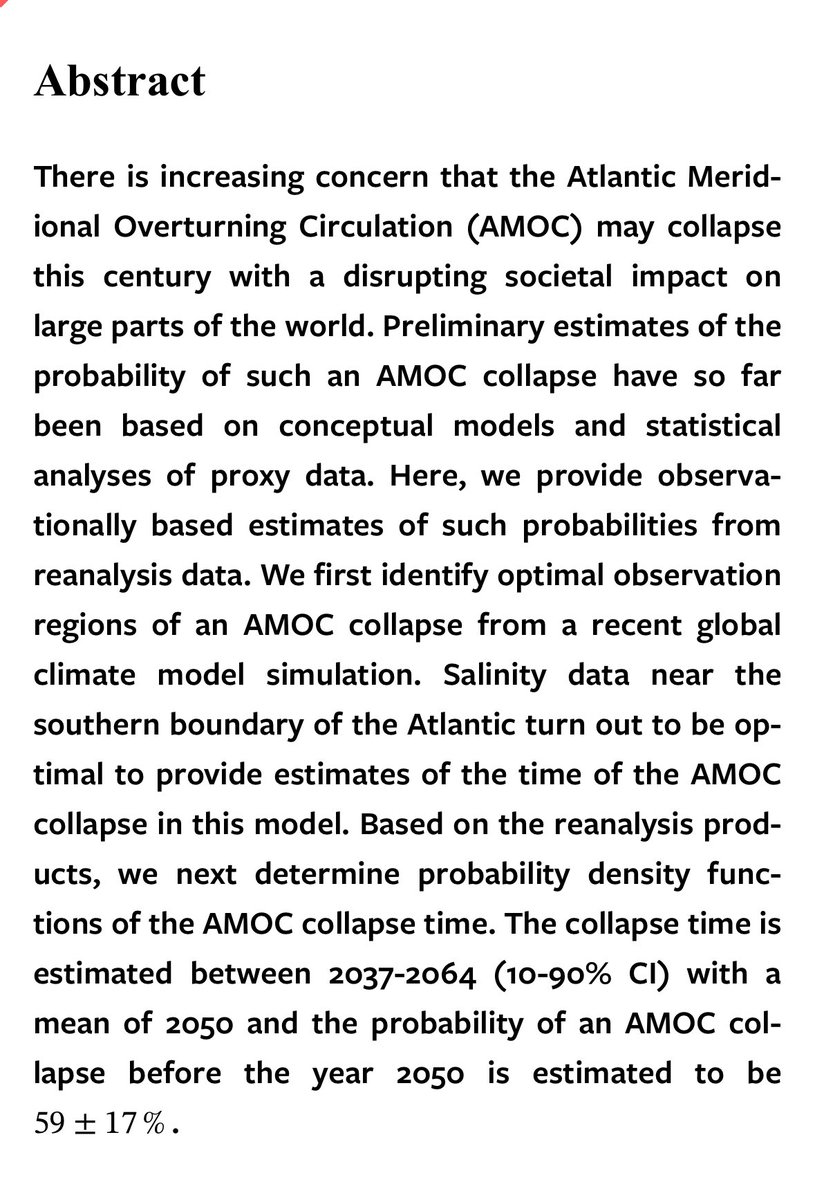 Yet another study — this one using observational data — puts AMOC collapse at mid-century on our current emissions path. Jesus fucking Christ.

End fossil fuels now!

arxiv.org/html/2406.1173…