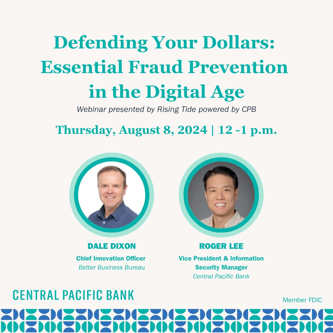 📢 FREE WEBINAR 💻 

Discover how AI is transforming fraud tactics and learn to stay ahead of scammers.

🗓️ Thursday, August 8, 2024 🕛 12 - 1 p.m.

Register at hubs.li/Q02JFXKz0

Member FDIC