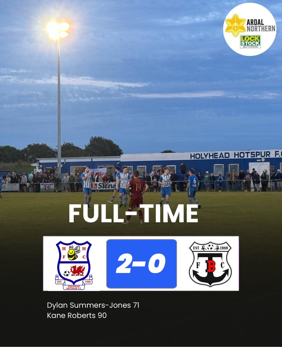 HolyheadHotspur's tweet photo. FT | @HolyheadHotspur 2 -0 @FcTrearddur 

Second half strikes by @DylanSummers9_  &amp; Kane Roberts ensure we get the points. 

Complete performance in front of an attendance of 1021 👏👏

All the very best to our neighbours @FcTrearddur for the rest of the season.

🔵⚪️🐝

#HHFC https://t.co/C8e1SA1qzW
