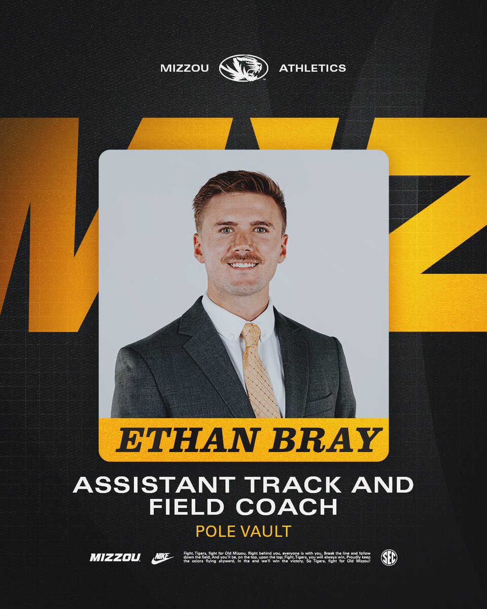 Join us in welcoming new assistant coach Ethan Bray to the Mizzou Track and Field staff! 

🔗: bit.ly/46slpc6

#MIZ🐯