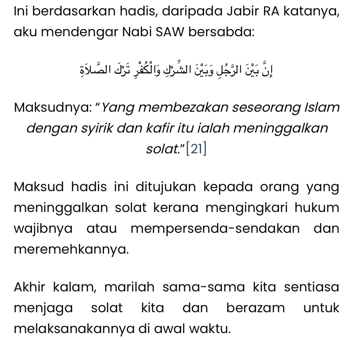 Jangan tinggal solat.

Jangan meremehkan solat.

Salam 1 Ogos,

Habis bulan Ogos ada 4 bulan saja lagi masuk tahun 2025.

Baki Masa anda di dunia ini semakin sedikit ia tak akan bertambah.