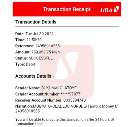 Tundex202's tweet photo. @CrownprinceCom2 @UBACares 
@UBAGroup 

I made a transaction yesterday, the recipient didn't receive the money and I'm yet to get a reversal up till now. Here is the proof of payment. 
Please reverse my money ASAP. https://t.co/jHd1R2zOx6