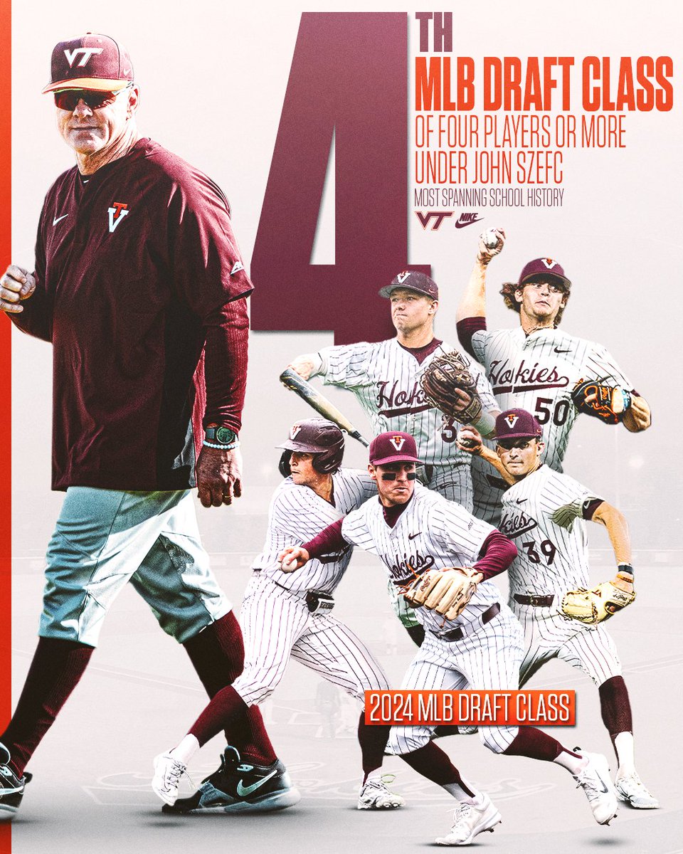 𝘽𝙡𝙖𝙘𝙠𝙨𝙗𝙪𝙧𝙜'𝙨 𝙥𝙧𝙤 𝙥𝙞𝙥𝙚𝙡𝙞𝙣𝙚 💪

<a href="/VTCoachSzefc/">John Szefc</a> is the program's first head coach to package 𝟒 distinct <a href="/MLBDraft/">MLB Draft</a> classes of 𝟒+ selections all-time

#ProHokies 🦃⚾️