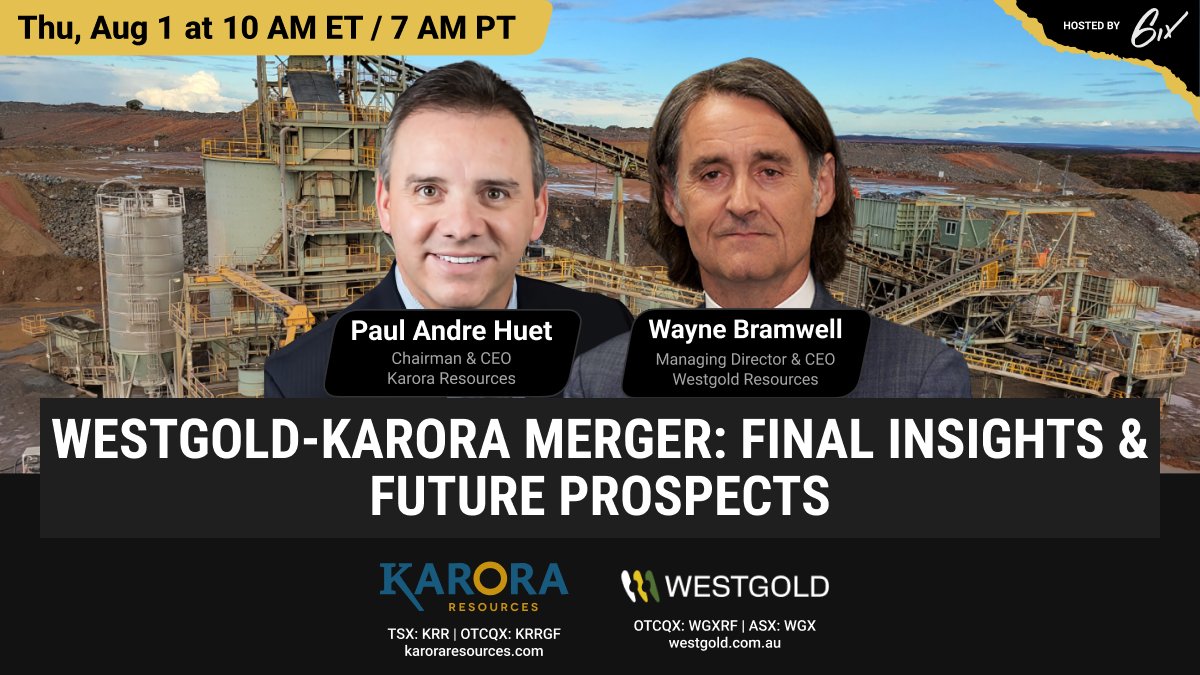 Join Wayne Bramwell, Managing Director &amp; CEO of @LimitedWestgold, and Paul Huet, CEO of $KRR, for a comprehensive panel discussion on the monumental merger between their companies.

We encourage you to register for the live event here: bit.ly/3WLzVZa