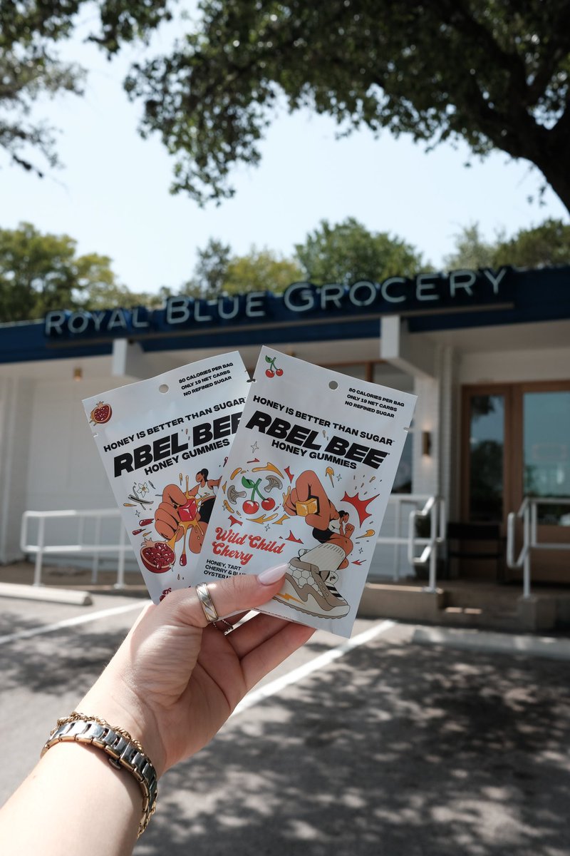 Super excited to share <a href="/rbelbee/">rbelbeesweets</a> is now available <a href="/RoyalBlueATX/">Royal Blue Grocery</a> 

❤️ Austin, one of my favorite places. Please help me share the news we also want to support this reopening of their store. 💪🏽⚡️❤️🍯🍄🍒