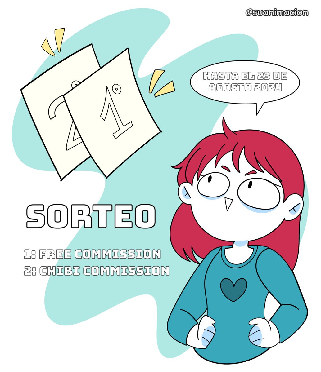 suanimacion_'s tweet photo. Vayan a mi cuenta de Instagram suanimacion  y sigan las instrucciones, hay sorteo de comisiones🥳🎉 si quieren ganarse ilustraciones gratis ✨#giveaway #art #digital #chibi #free https://t.co/mS49umghgs