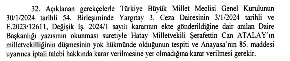 serakadigil's tweet photo. AYM’nin gerekçeli kararı nihayet yayınlandı. 

Özetle Can’ın vekilliğinin düşürülmesi YOK HÜKMÜNDEDİR diyor. Yani Can Atalay Hatay halkının seçilmiş milletvekilidir diyor.

Can Atalay’ın derhal serbest bırakılması ve şeytani operasyonlar için geçen ay gece gündüz çalıştırılan meclisin bu kez Hatay Milletvekilinin yemini için açılması şarttır. 

Bu ülkeyi bu utançtan derhal kurtarın.

#CanAtalayMeclise 

#GeziTutsaklarınaÖzgürlük
