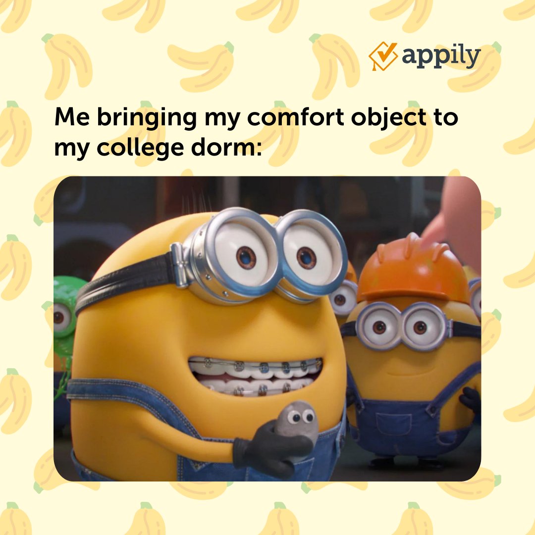 AppilyCom's tweet image. Feeling a little bananas today! 🍌😜
#minions #despicableme #collegememe #studentlife #relatable