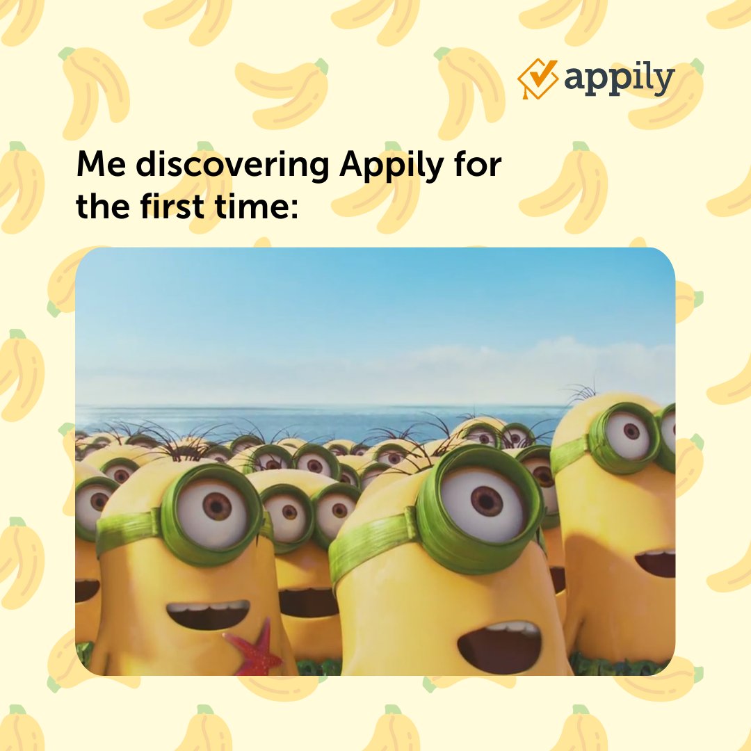 AppilyCom's tweet image. Feeling a little bananas today! 🍌😜
#minions #despicableme #collegememe #studentlife #relatable