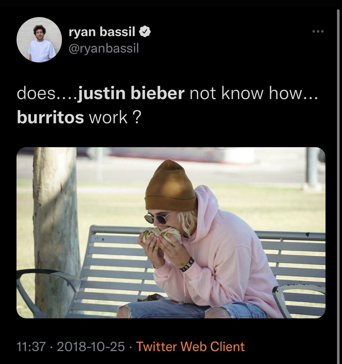 Brad Sousa made Justin Bieber go viral over eating a burrito sideways
