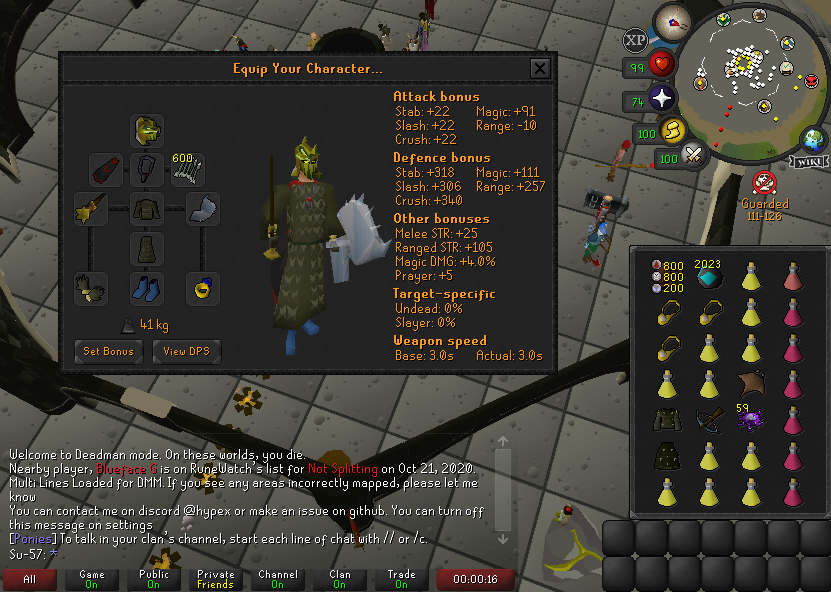 KnightlockRS's tweet image. First DMM, geared for the finale. Ready to instantly fall to a RoT barrage clump.